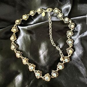 Vintage Premiere Designs Silver Tone  Floral AB Rhinestone Necklace